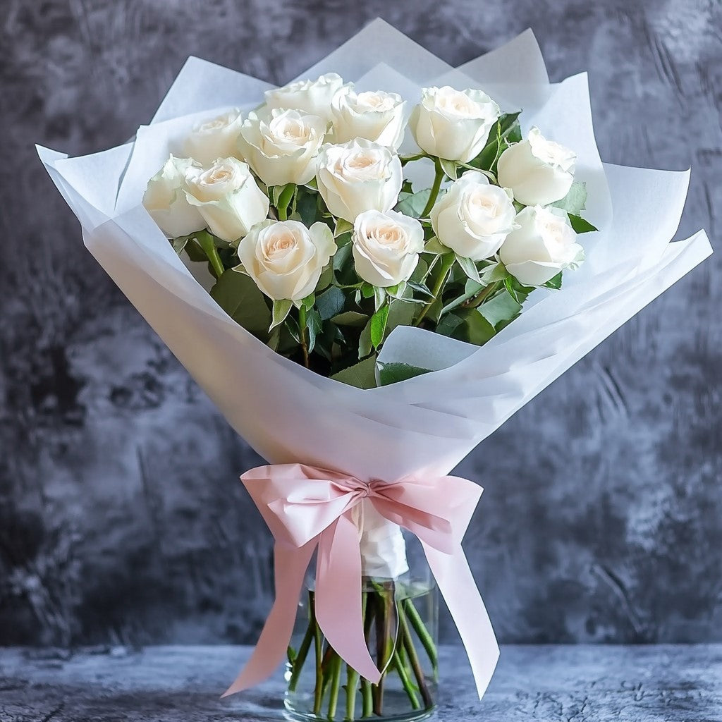Pure Elegance White Rose Bouquet