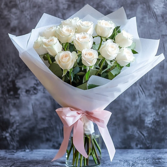 Pure Elegance White Rose Bouquet