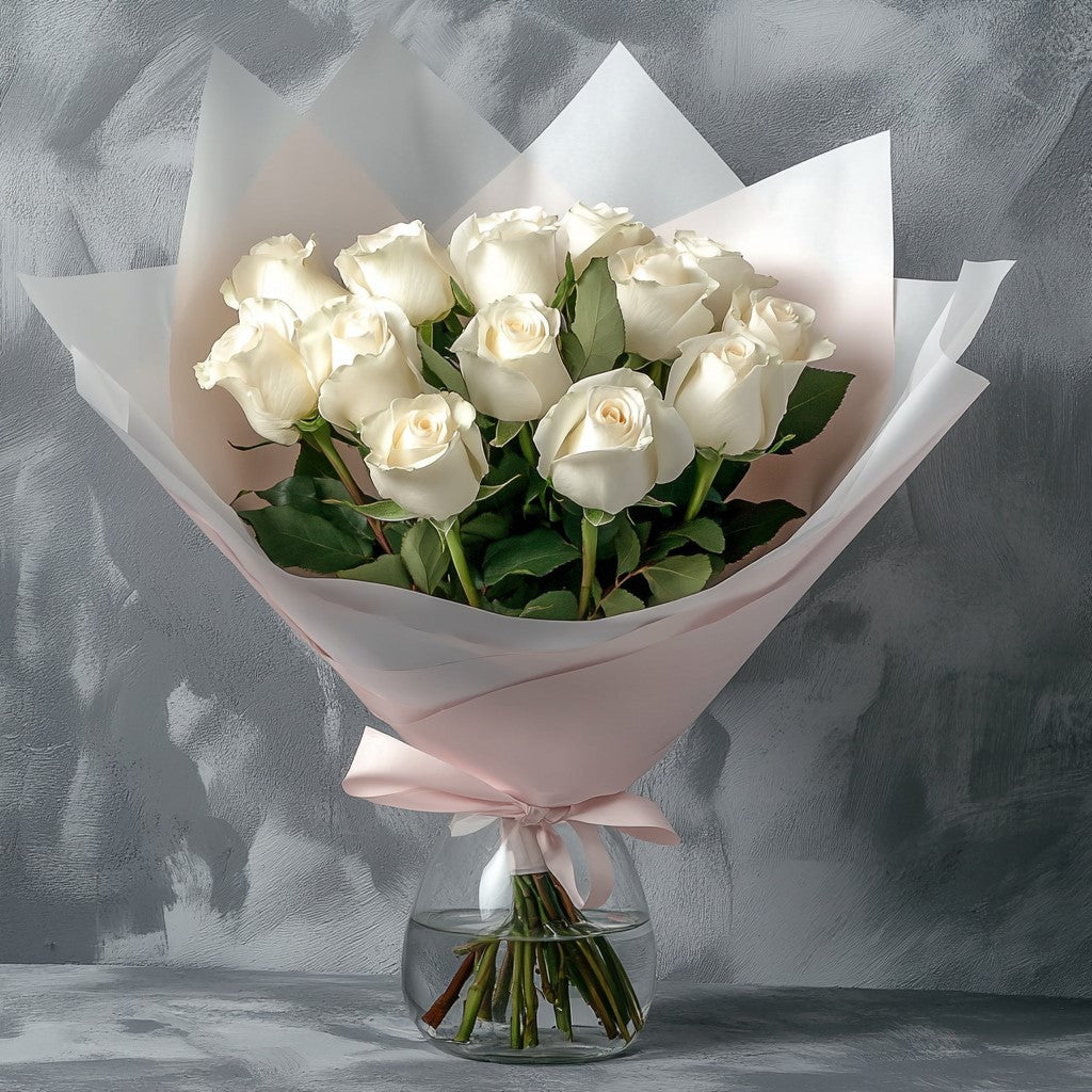 Pure Elegance White Rose Bouquet