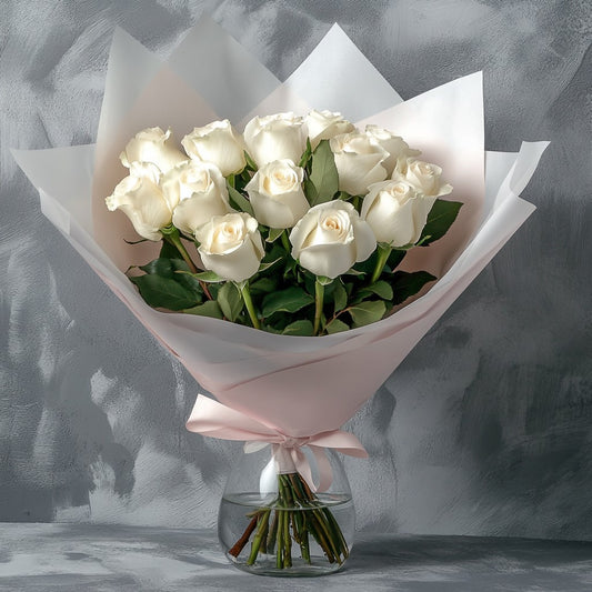Pure Elegance White Rose Bouquet