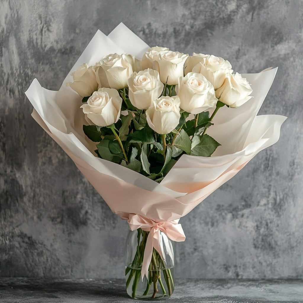 Pure Elegance White Rose Bouquet
